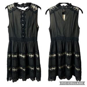 Nwt Anthropologie Hd In Paris Floral Lace Sheer Nude Illusion Sleeveless Dress